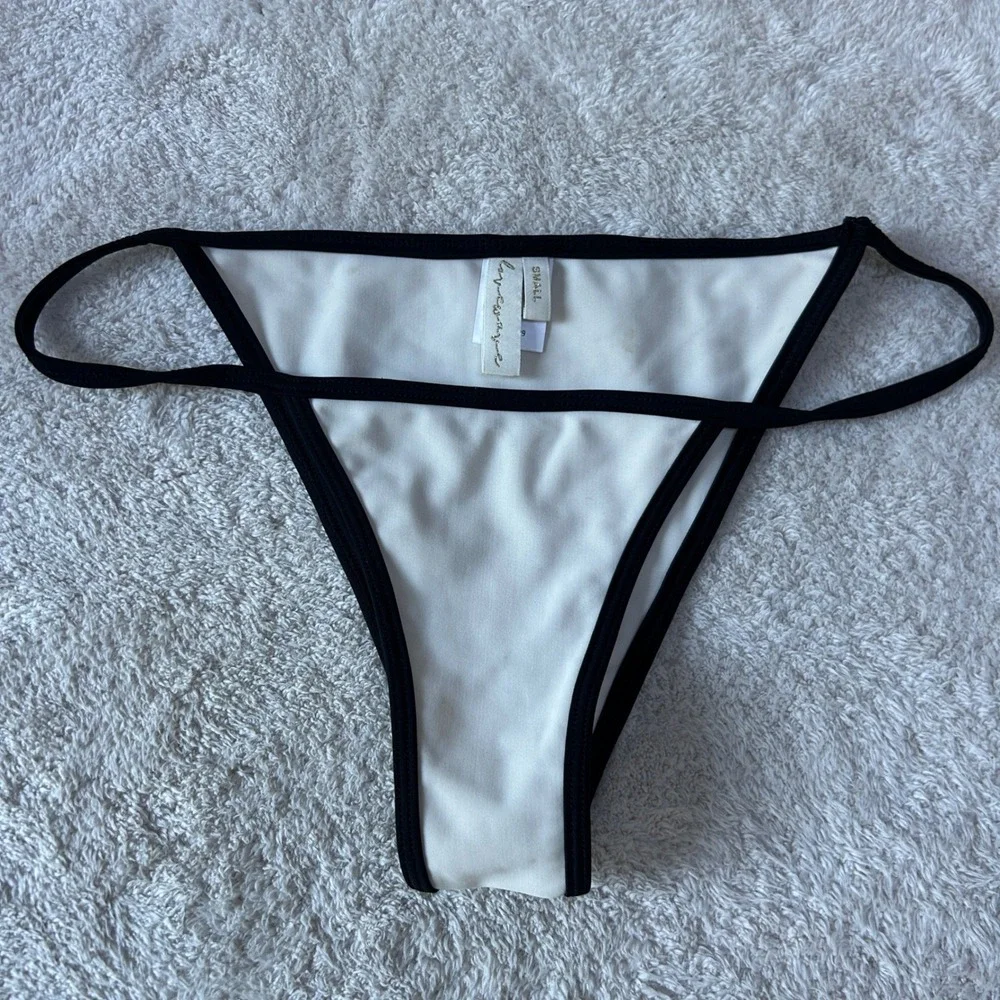 Lovewave White Black Colorblock High Cut Bikini Bottom Small RN132829
